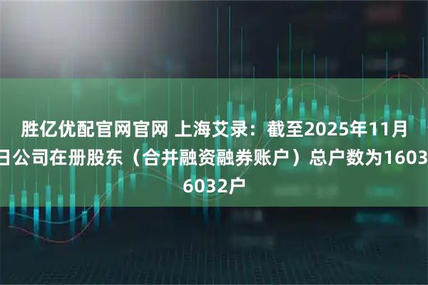 胜亿优配官网官网 上海艾录：截至2025年11月10日公司在册股东（合并融资融券账户）总户数为16032户
